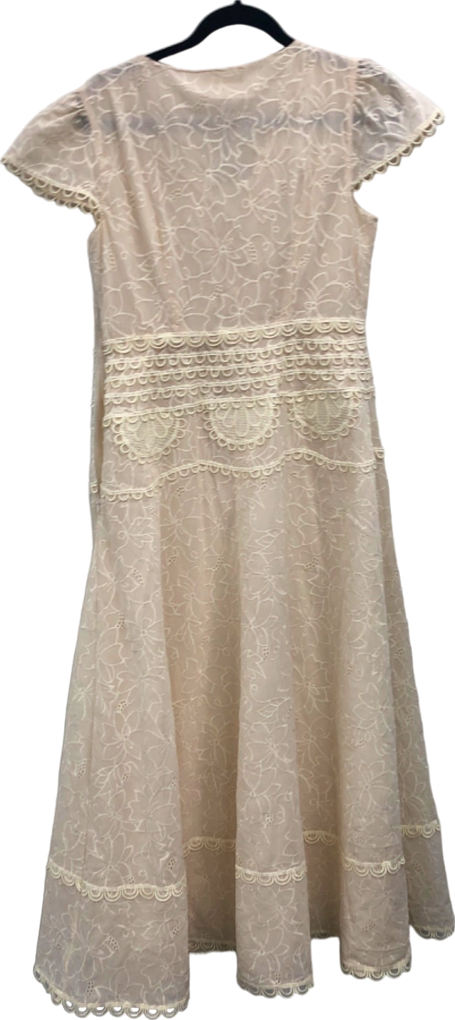 Monsoon Cream Lace Midi Dress UK 12