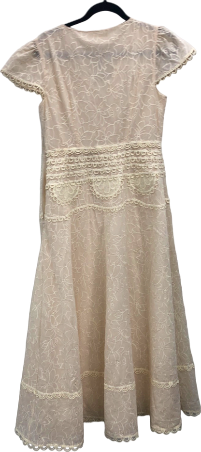 Monsoon Cream Lace Midi Dress UK 12