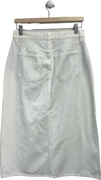 Uniqlo White Denim Midi Skirt UK 27