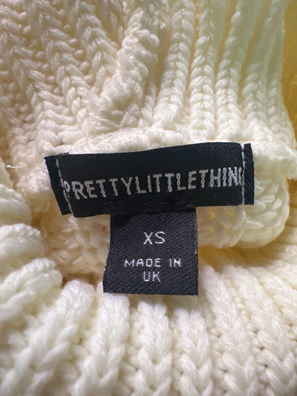 PrettyLittleThing White Cut-Out Knit Sweater UK XS