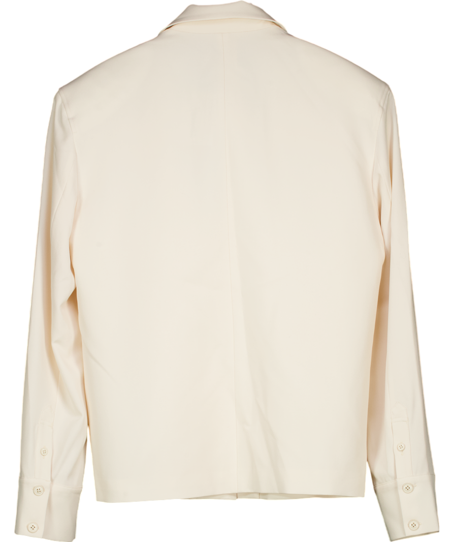 Leo Lin Cream Jovanna Blazer With 3d Rose Necktie UK S