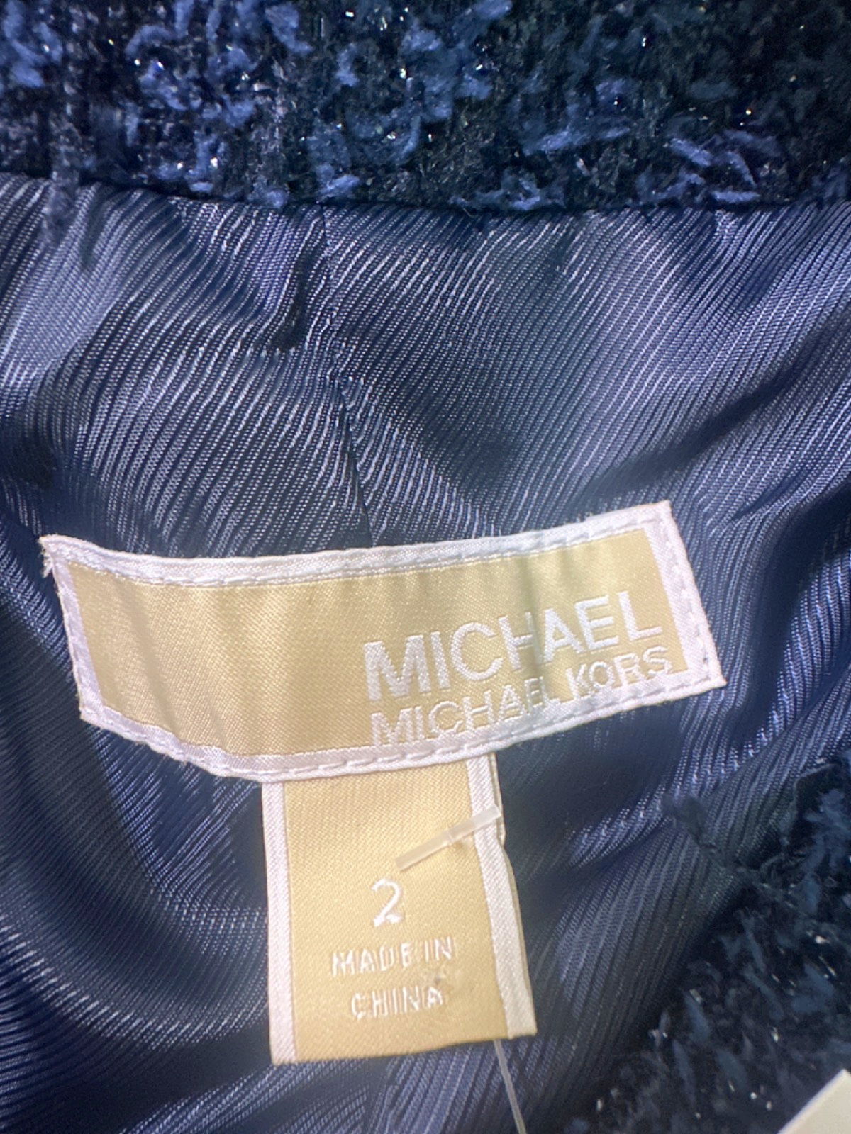 Michael Kors Navy Blue Tweed Jacket UK 6