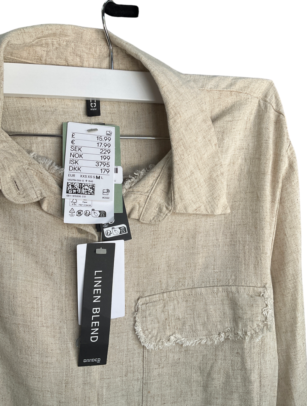 H&M Beige Linen-blend Shirt & Short Set UK M