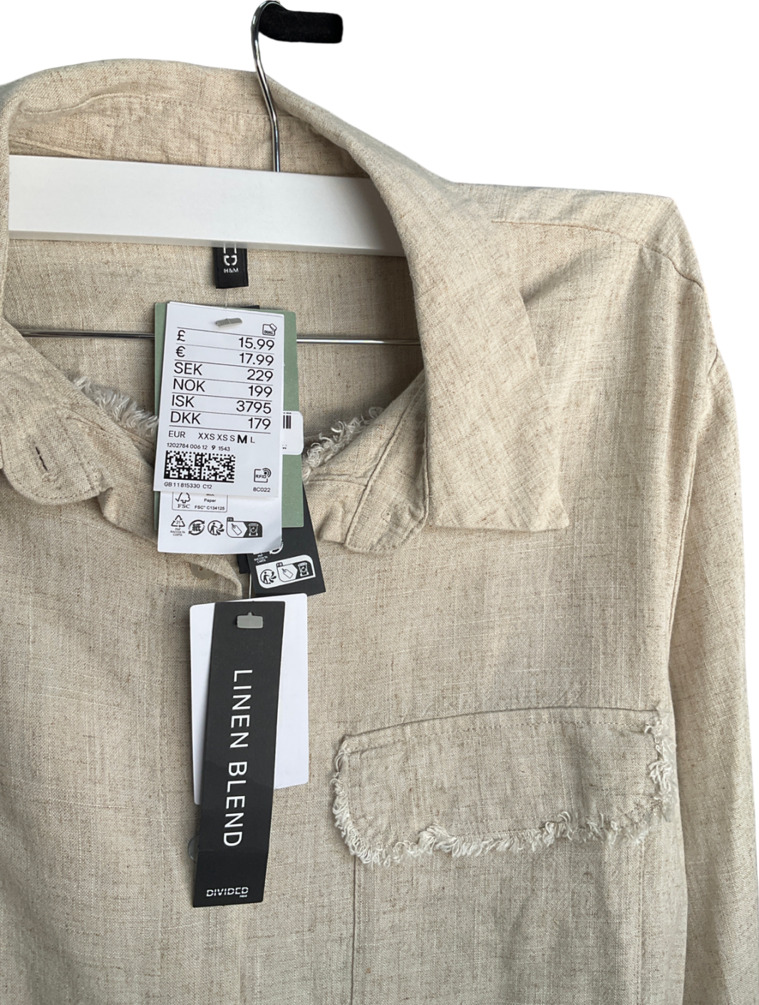 H&M Beige Linen-blend Shirt & Short Set UK M