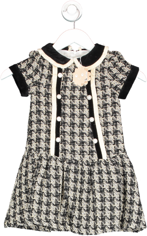 Patachou Black Houndstooth Tweed Dress With Pearl Buttons Bnwt 4 Years