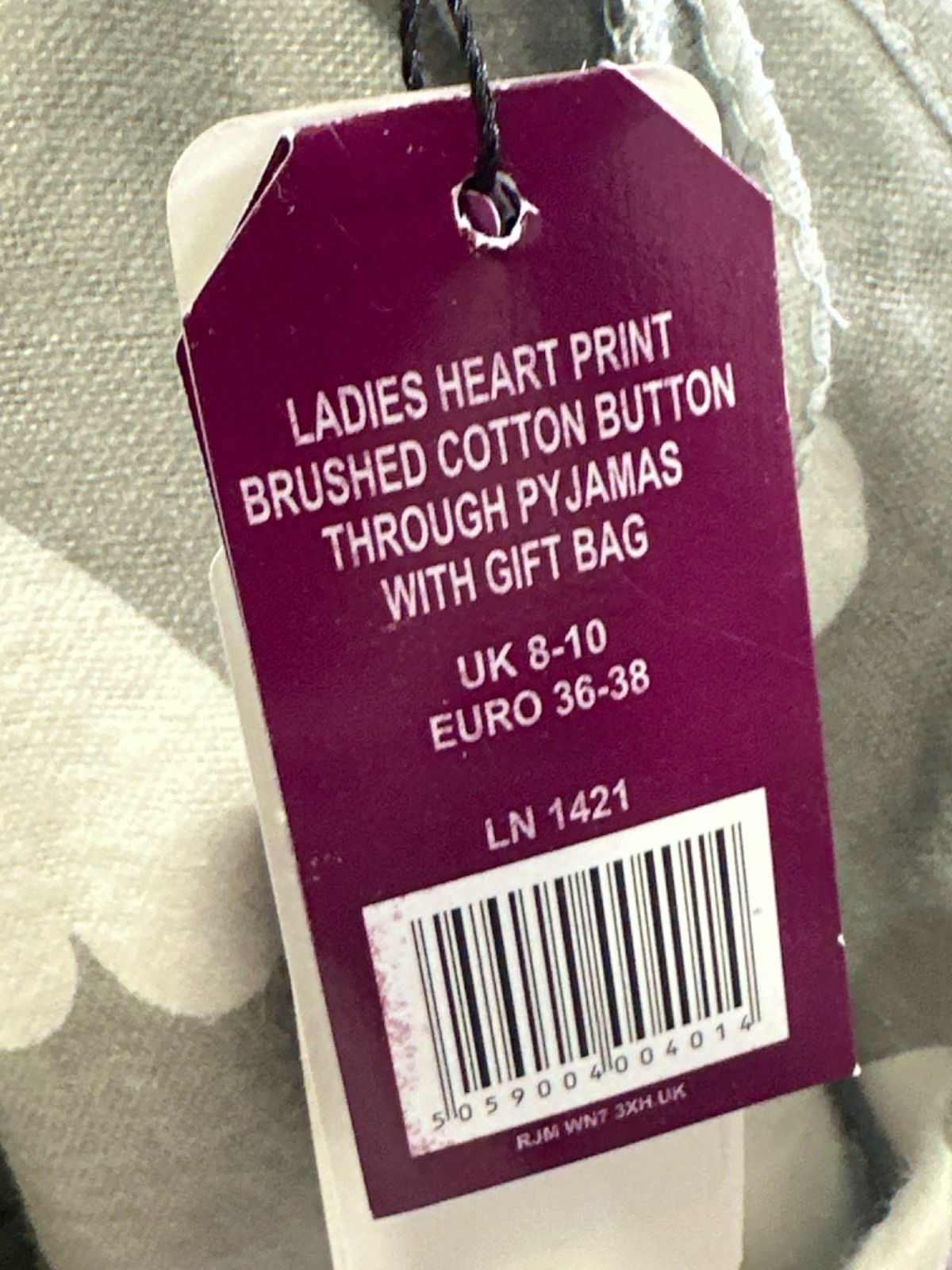 Grey Heart Print Brushed Cotton Button Through Pyjamas UK 8-10