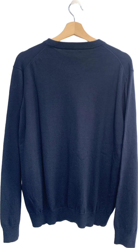 Gant Evening Blue Classic Cotton Crew-Neck Sweater UK M