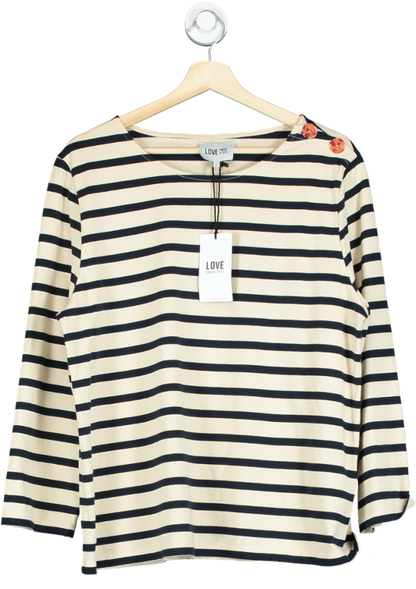 LOVE Navy/White Striped Boat Neck Top UK L