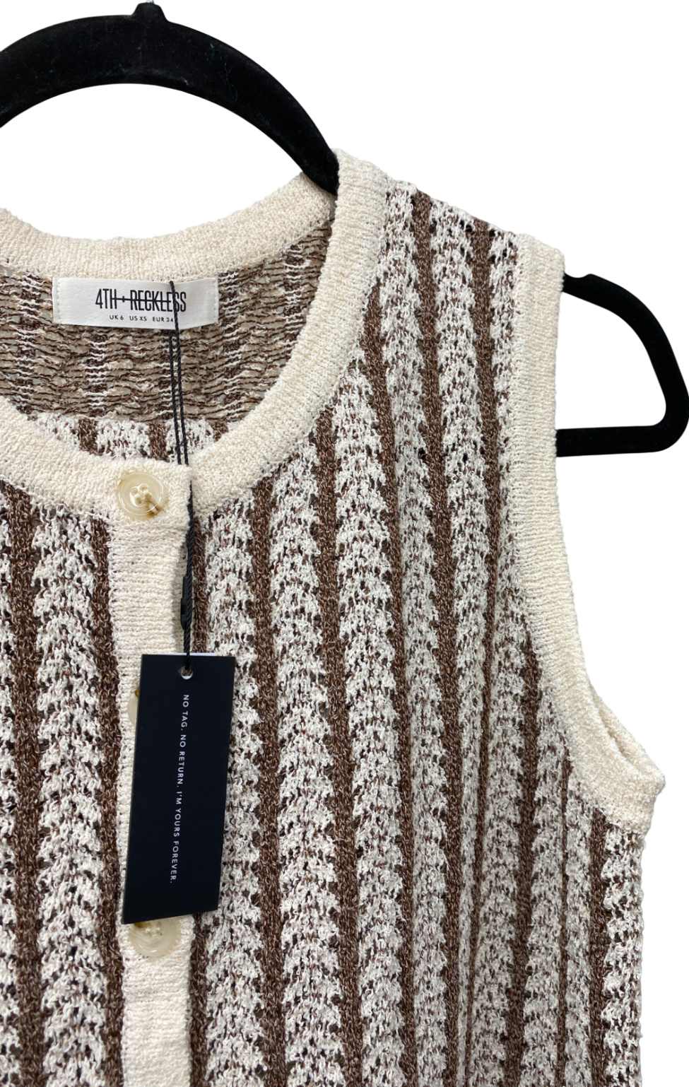 4th & Reckless Brown Knitted Sleeveless Top And Wide Leg Co-ord UK 6