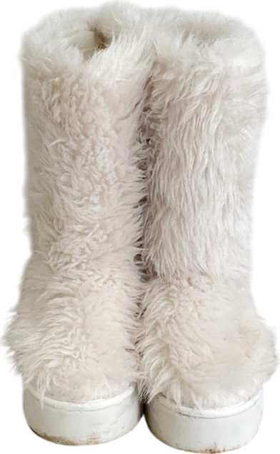 CAPE ROBBIN White Fluffy Faux Fur Boots UK 12 EU 46 👞