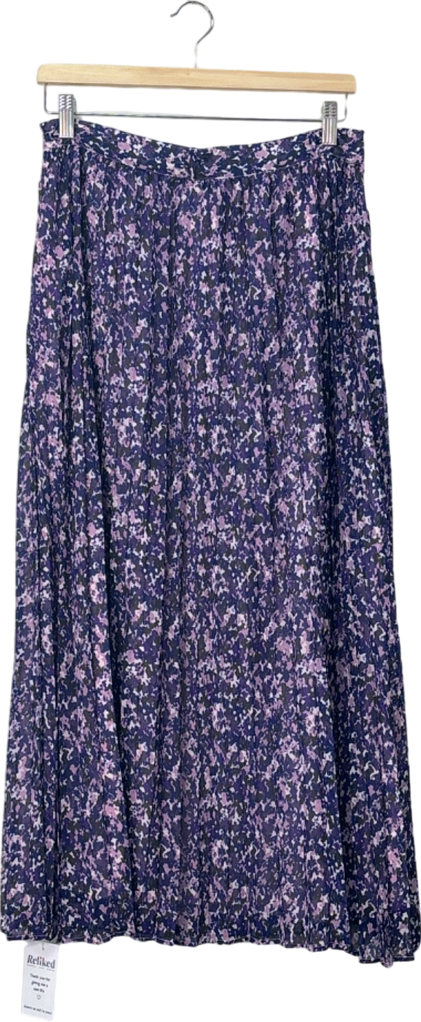 Fig & Basil Purple Floral Midi Skirt UK 12
