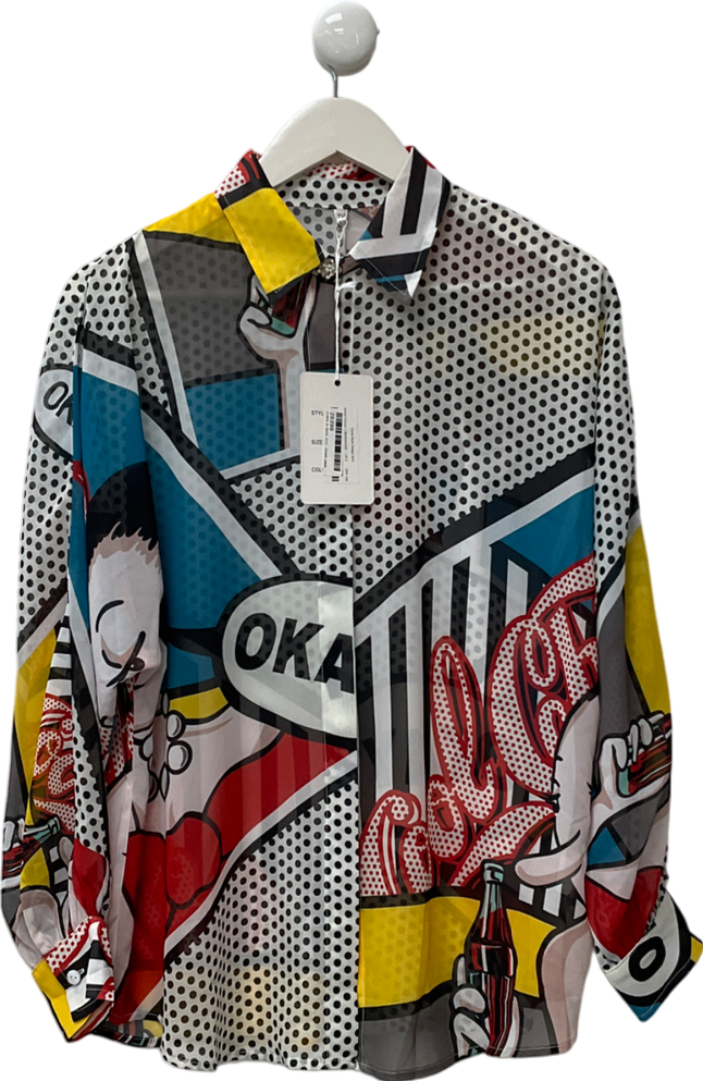 TU Multicoloured Comic Book Design Shirt UK S