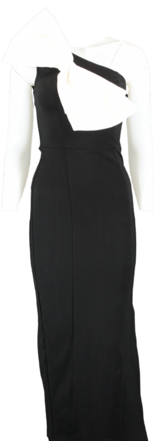 Karen Millen Black Jersey Ponte Bow Maxi Dress UK XS
