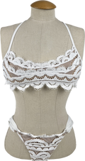 PilyQ White Water Lily Lace Bikini Set UK S/M