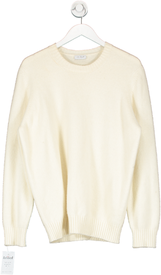De Petrillo Cream Cashmere And Wool Crewneck Sweater UK M