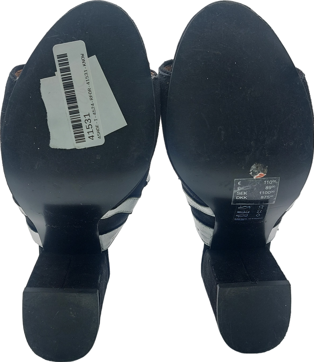 & Other Stories Black Metallic Flame Heeled Mules UK 4 EU 37 👠