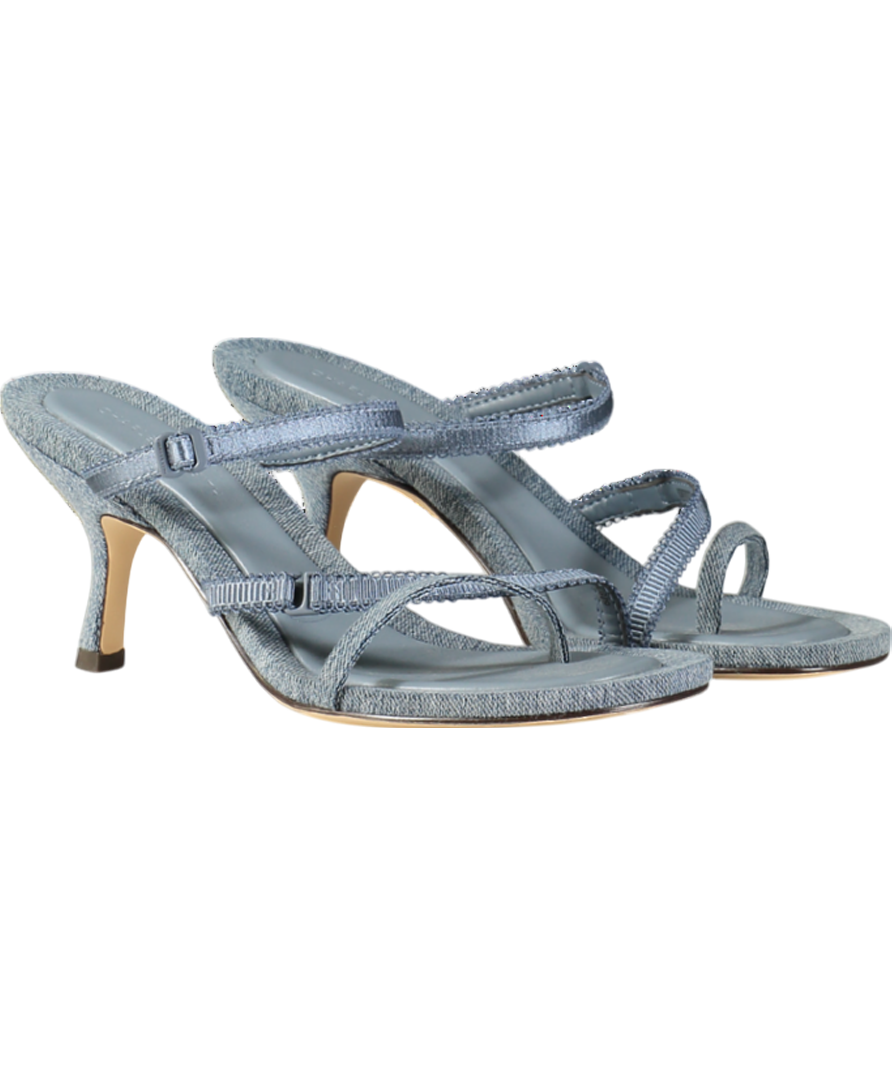Charles & Keith Blue Denim Lace Strap Thong Sandals UK 4 EU 37 👠