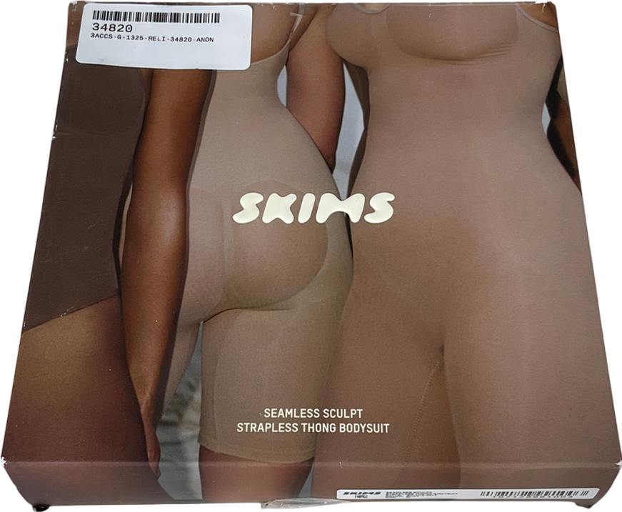 SKIMS Beige Seamless Sculpt Strapless Thong Bodysuit - Clay UK M