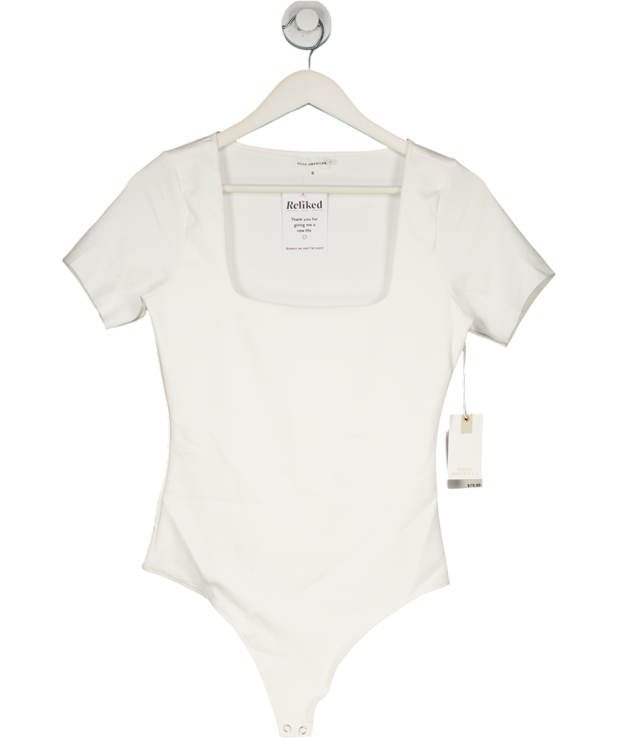 Good American White Scuba T-shirt Bodysuit UK M