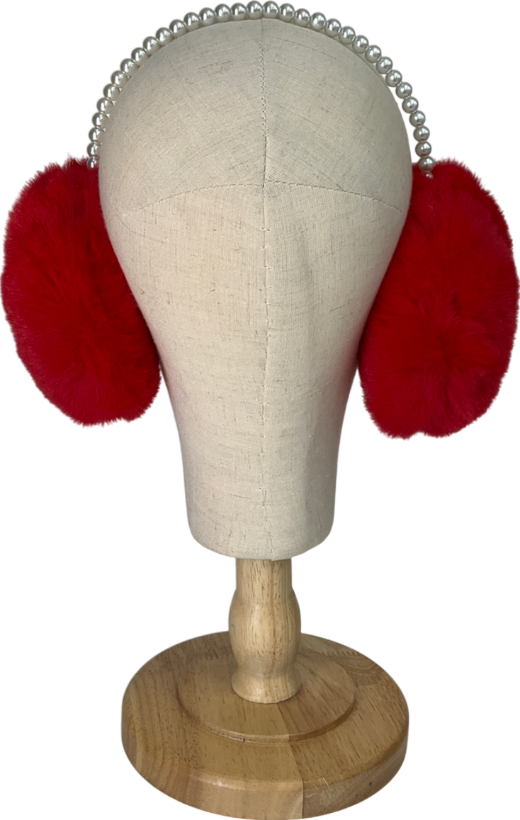 Red Earmuffs With Pearls One Size