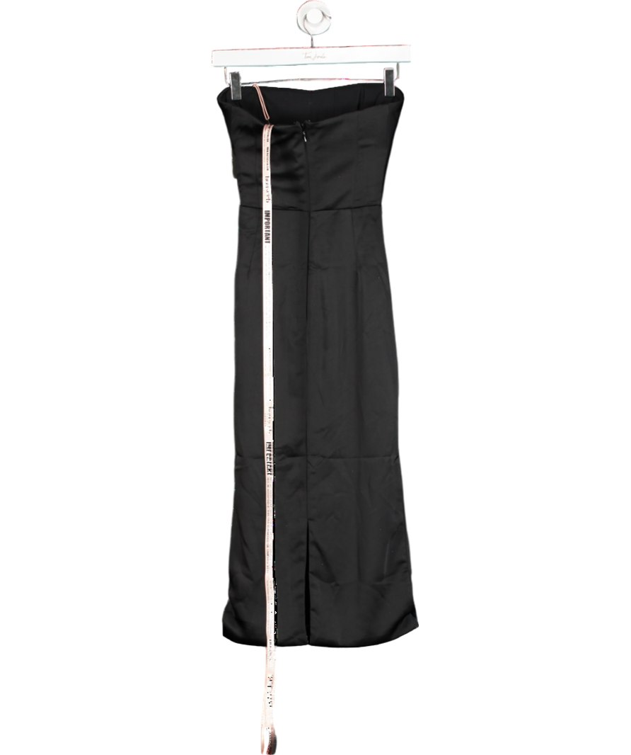 House of CB Black Santana Satin Drape Midi Dress UK XS