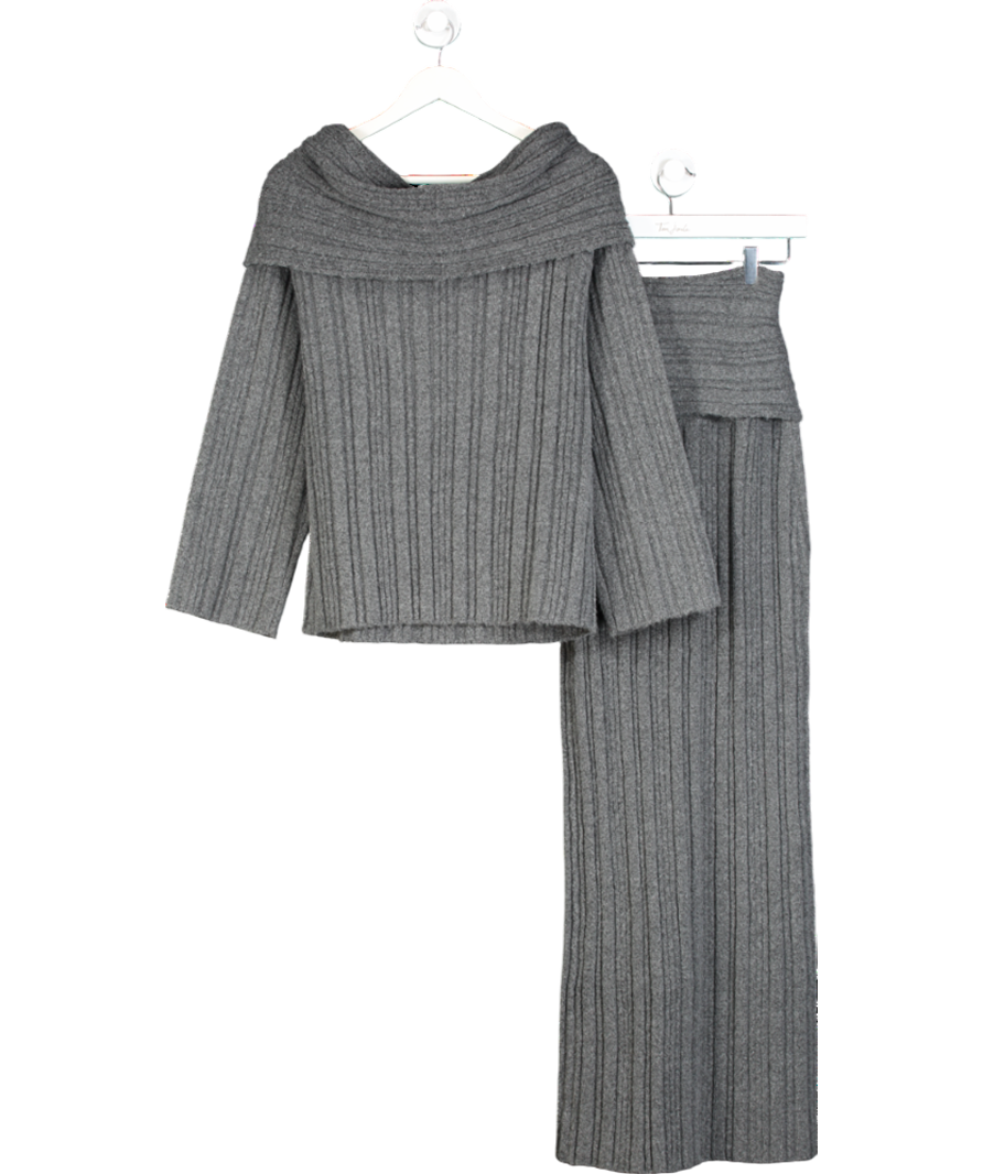 Naked Wardrobe Grey Ribbed Sweater Maxi Skirt UK XS