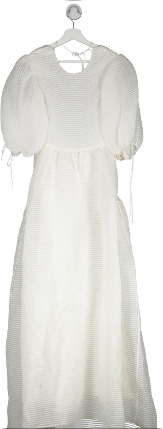 Cecilie Bahnsen White tie back Puff Sleeve Maxi Dress UK S