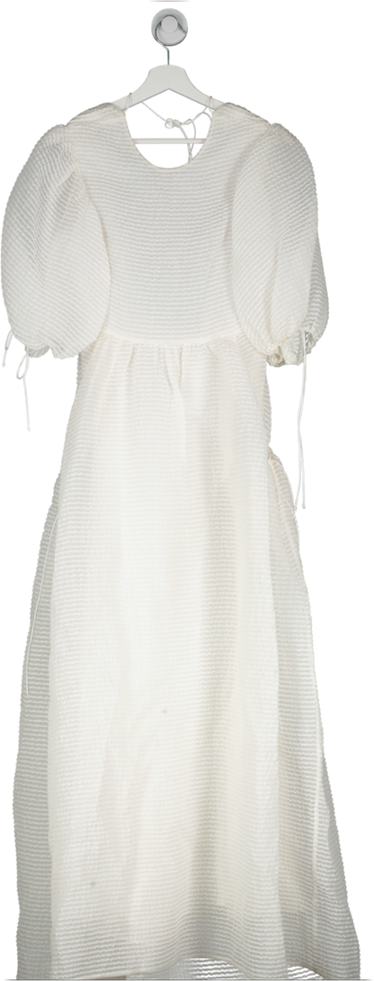 Cecilie Bahnsen White tie back Puff Sleeve Maxi Dress UK S