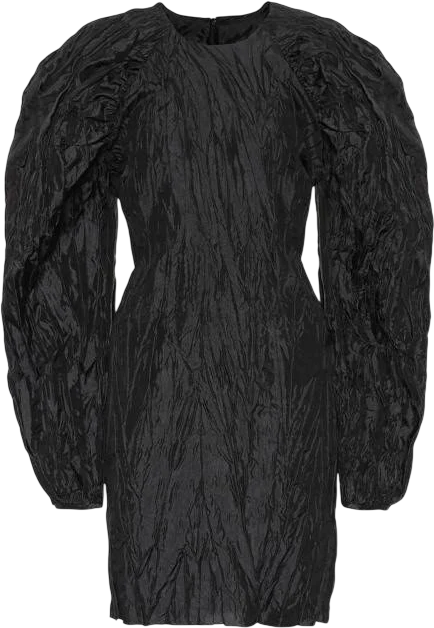 Rotate Birger Christensen Black Plissé-sateen Mini Dress Eu34 UK 6