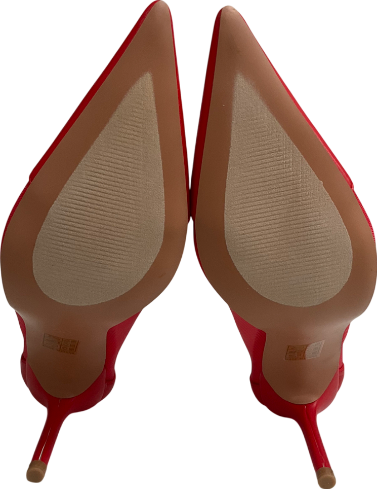 PrettyLittleThing Red Mesh Wide Fit Point Toe Contrast High Stiletto Court Heels UK 8 EU 41 👠