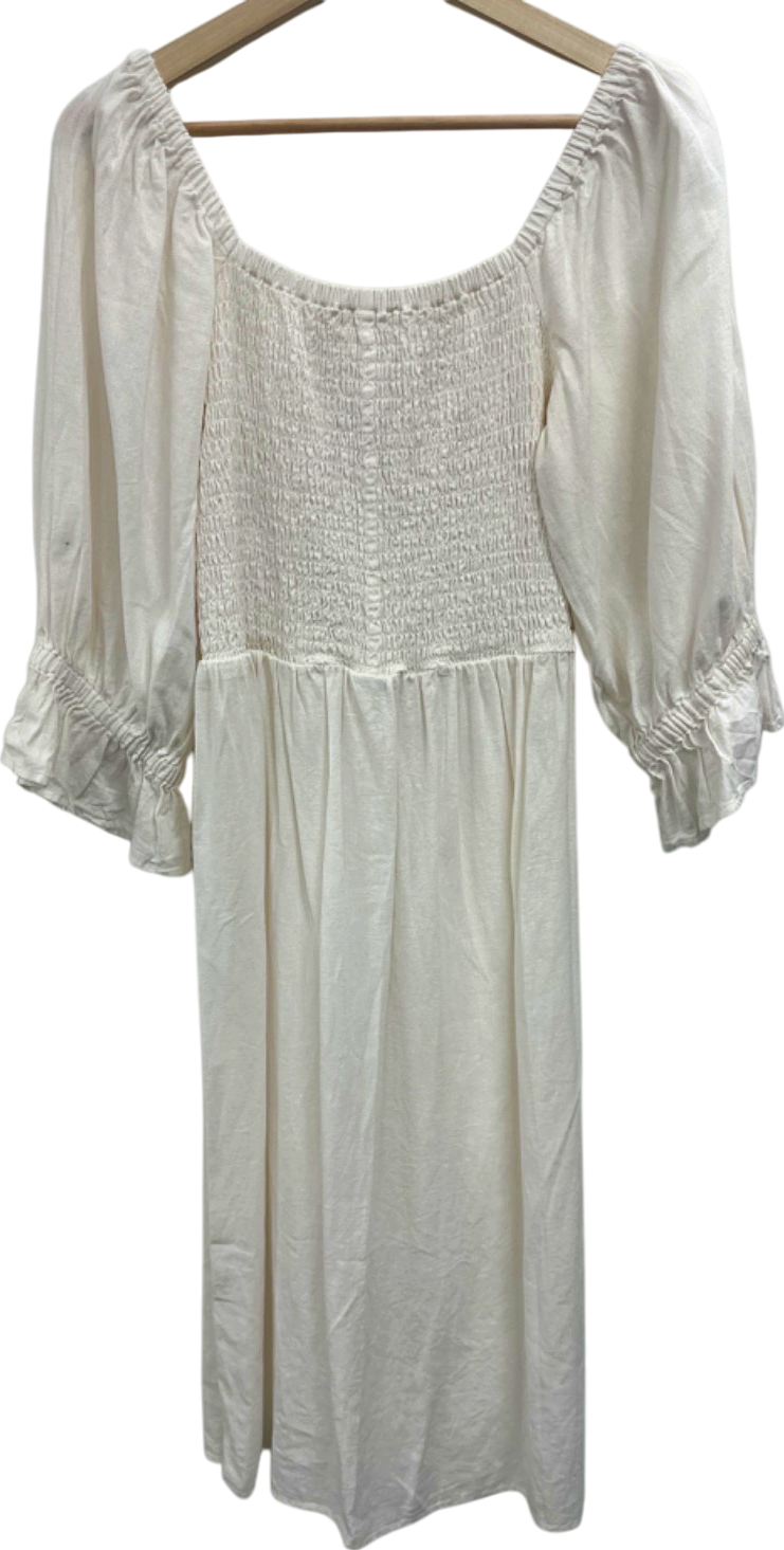 By Very White Smocked Midi Dress UK 14