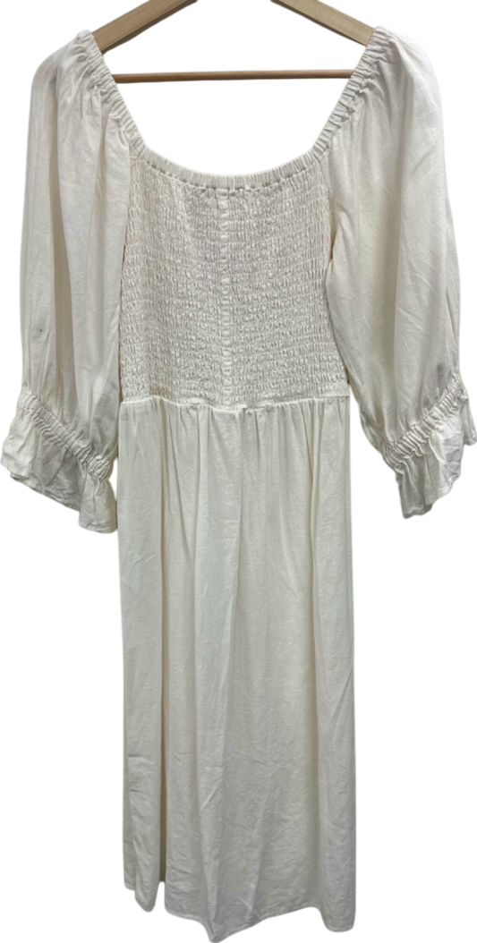 By Very White Smocked Midi Dress UK 14