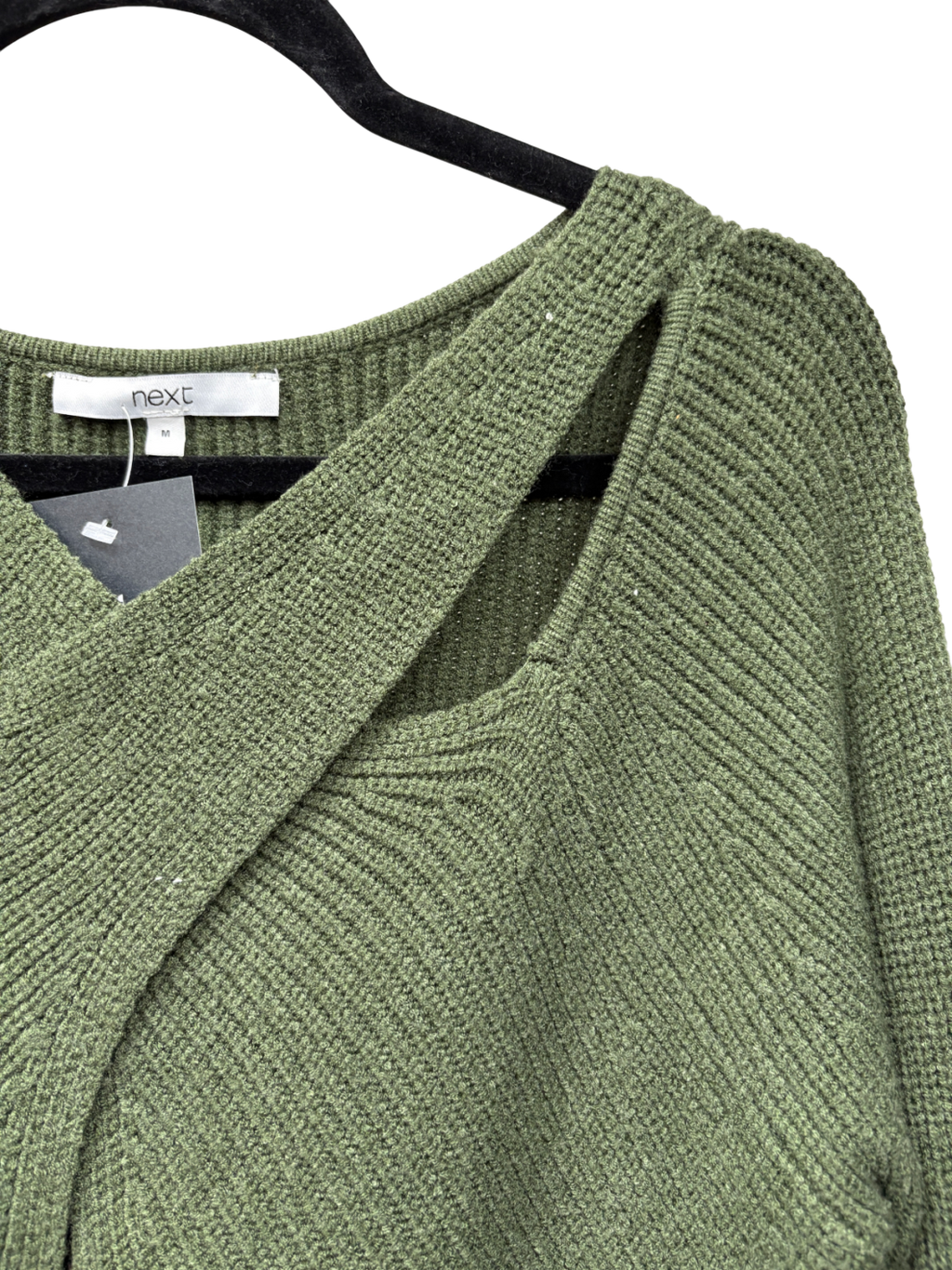 Next Green Cross Neck Knit Jumper UK M