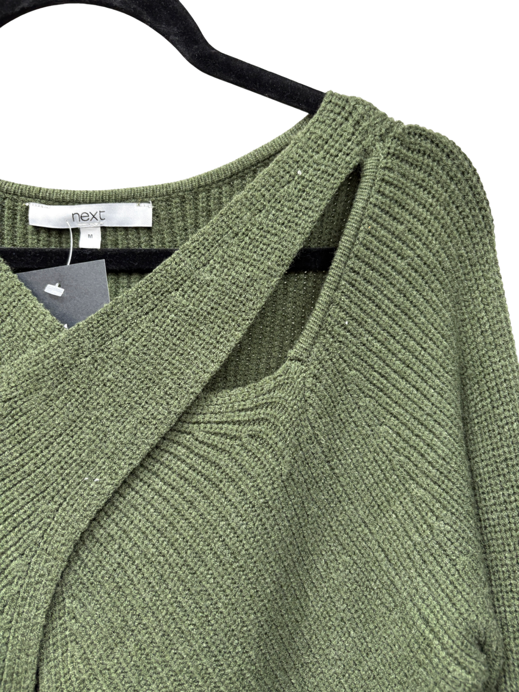 Next Green Cross Neck Knit Jumper UK M