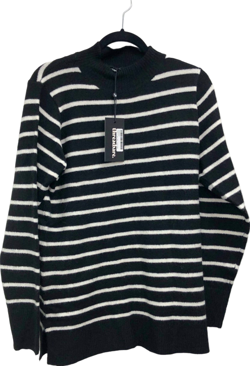 Threadbare Black and White Striped Sweater UK 12