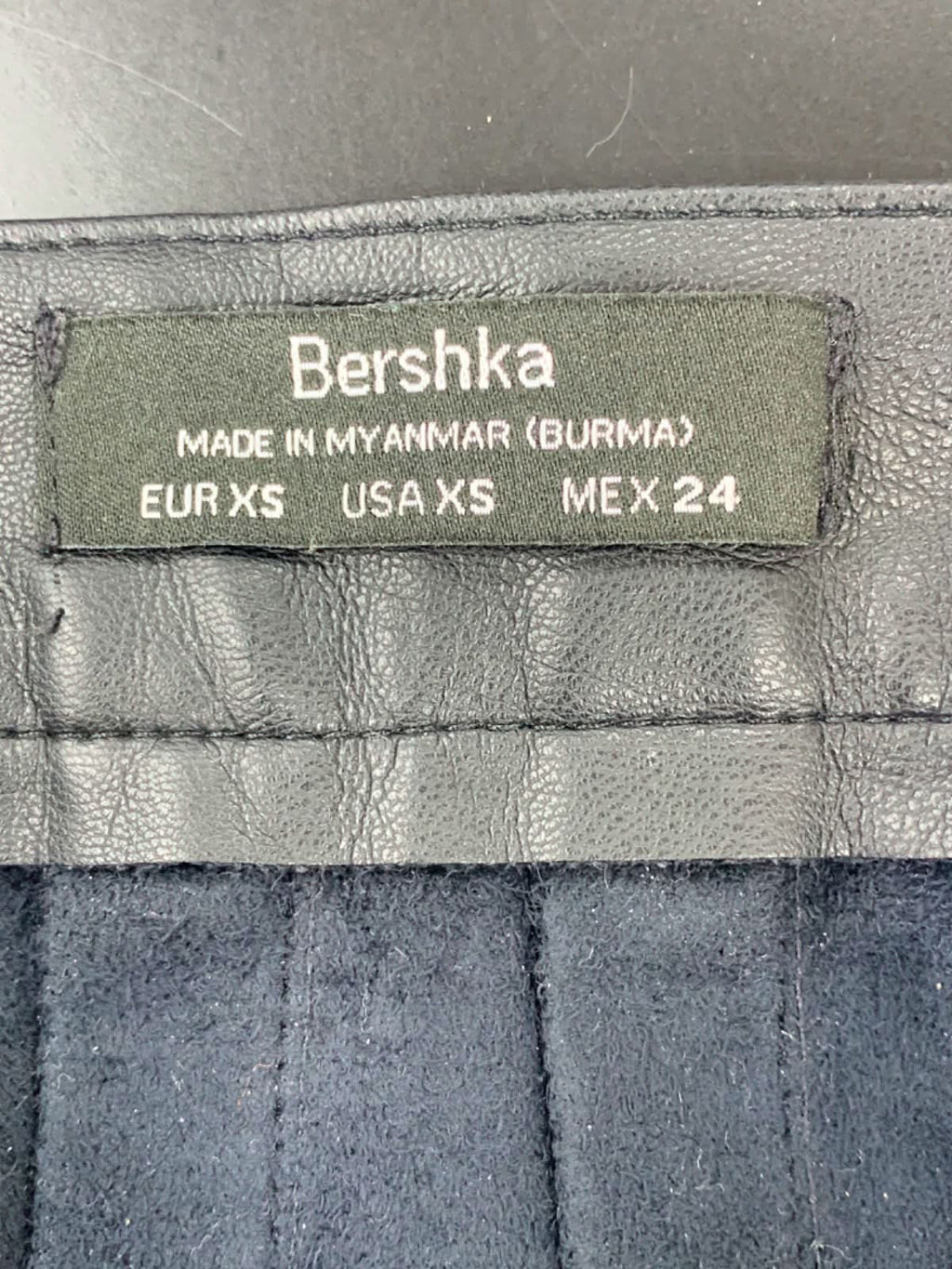 Bershka Black Pleated Leather Mini Skirt XS