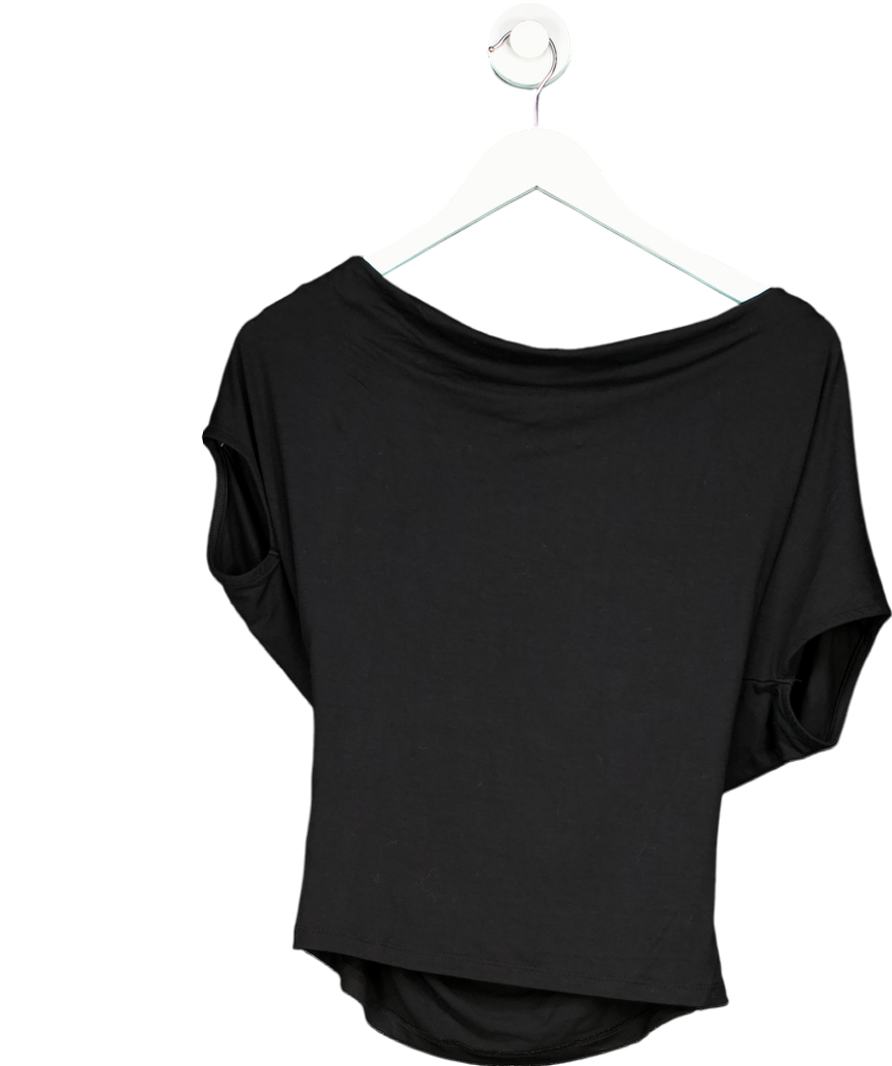 NA-KD Black Soft Line Draped Top UK S
