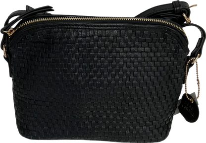 Accessorize Leather Woven Cross-body Bag Black