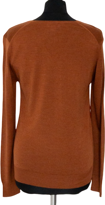 SUNSPEL Rust Brown Luxury Merino Wool & Silk Blend Jumper UK XS