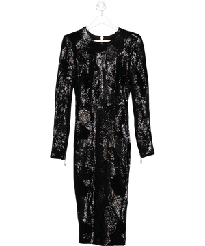 Alex Perry Black Sequined Long Sleeve Dress UK S