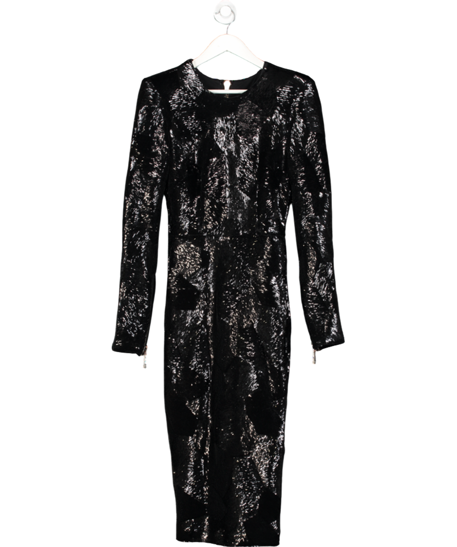 Alex Perry Black Sequined Long Sleeve Dress UK S
