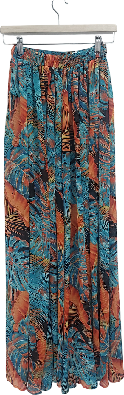 Fashion Nova Blue Palm Print Maxi Skirt UK XS