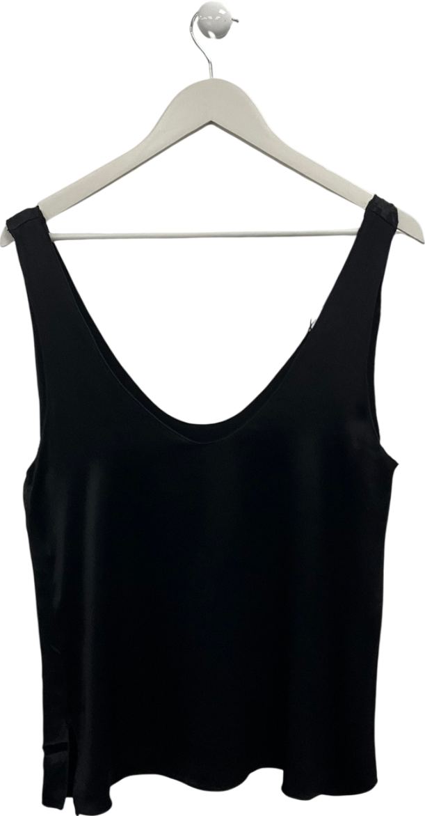 ZARA Black Satin Slub Vest Top UK XS