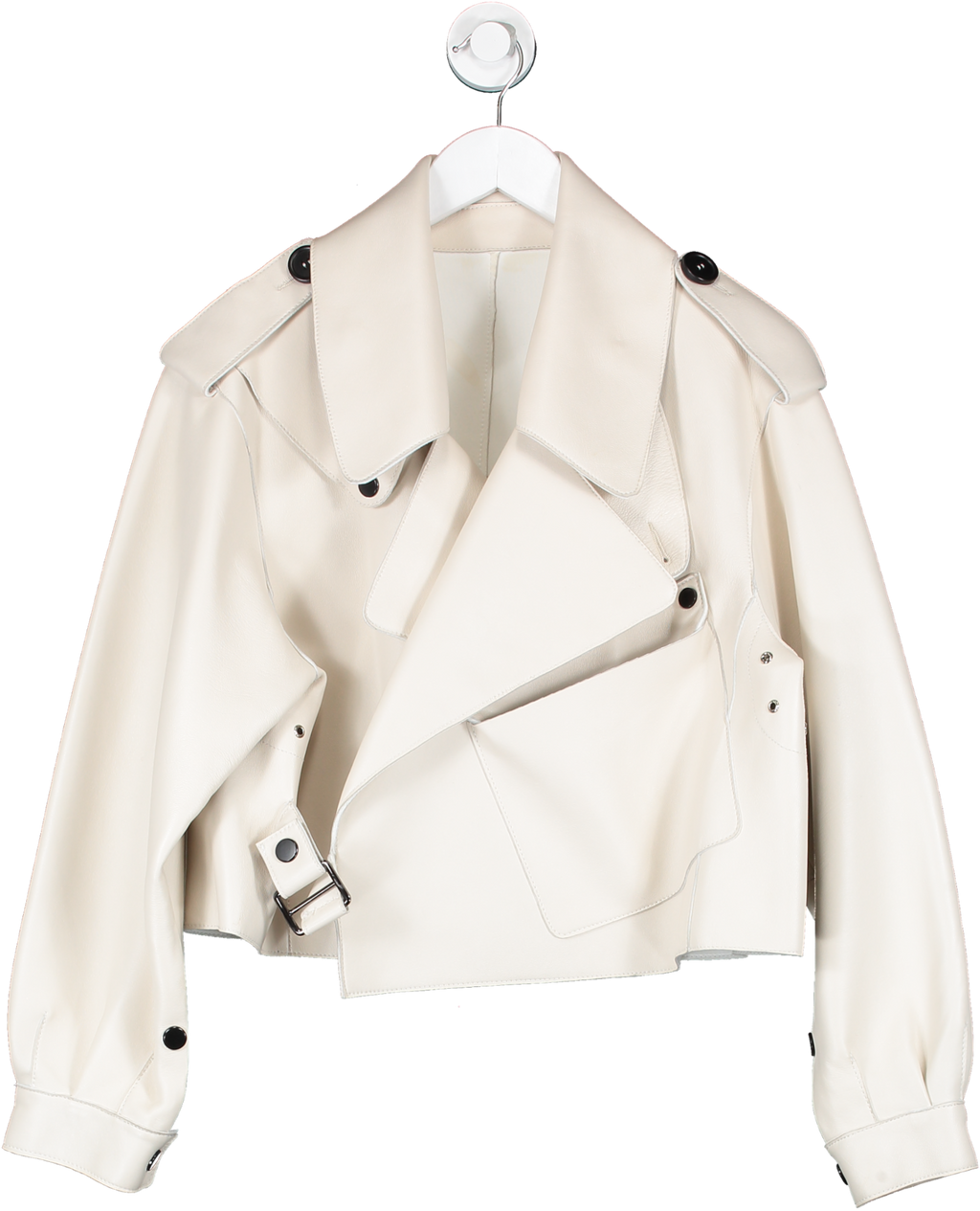 Jane & Tash Off White Oversized Leather Jacket UK