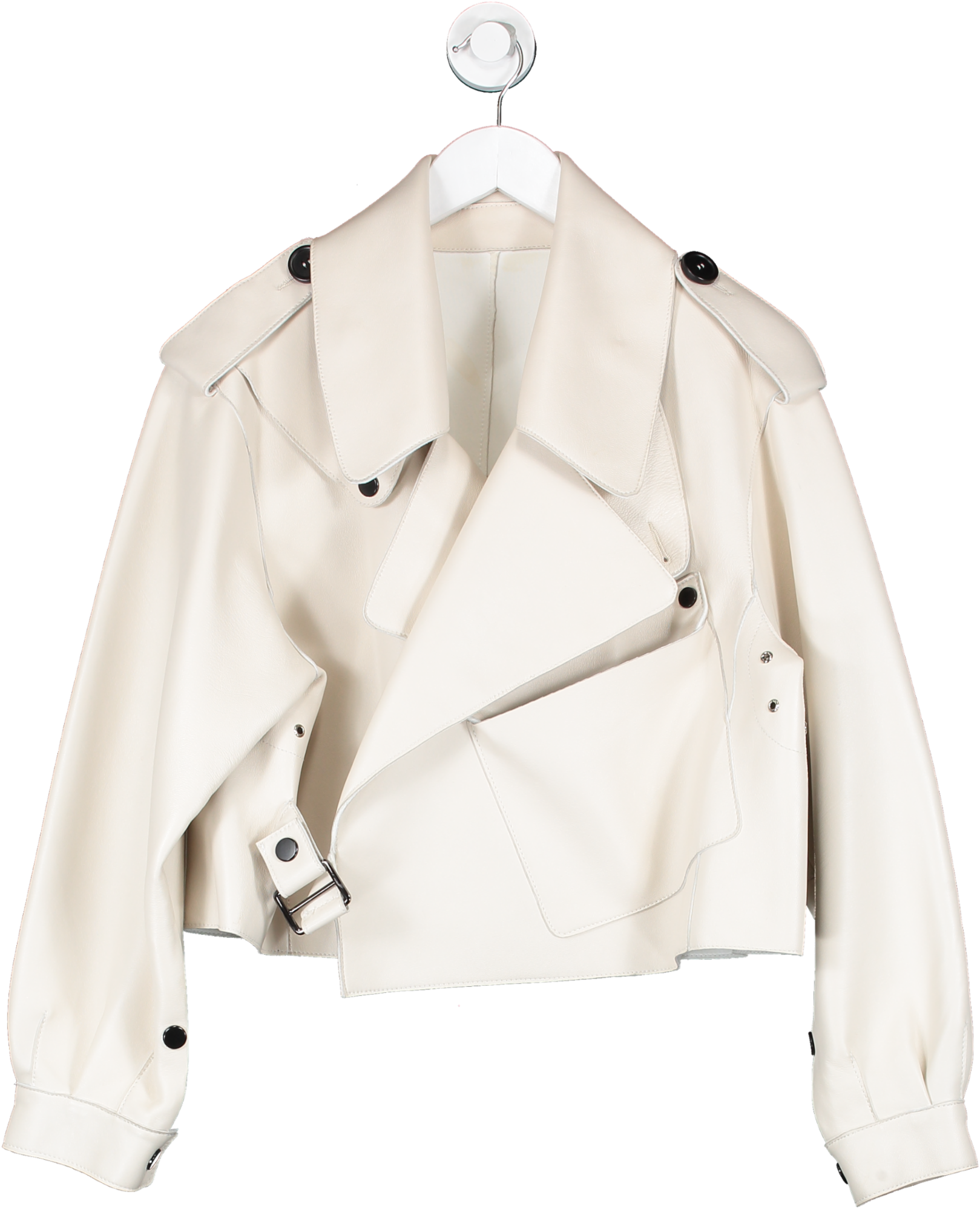 Jane & Tash Off White Oversized Leather Jacket UK