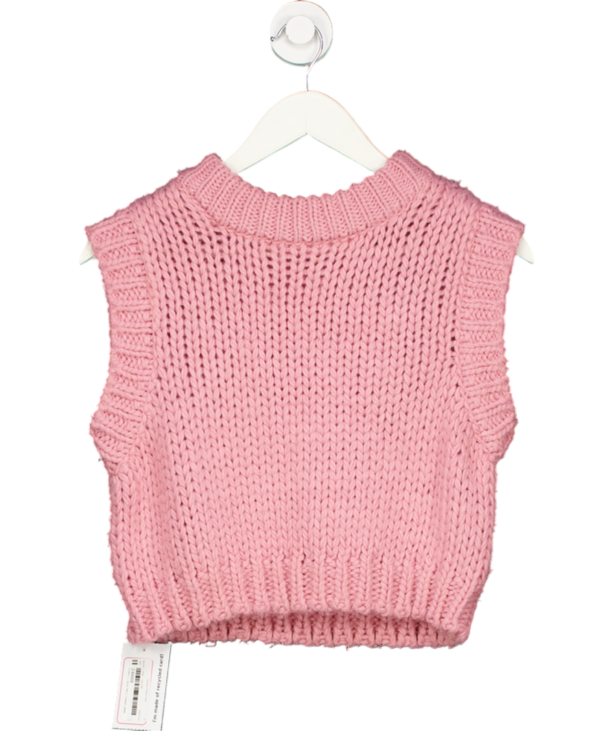 NA-KD Pink Chunky Knitted Vest UK S/M