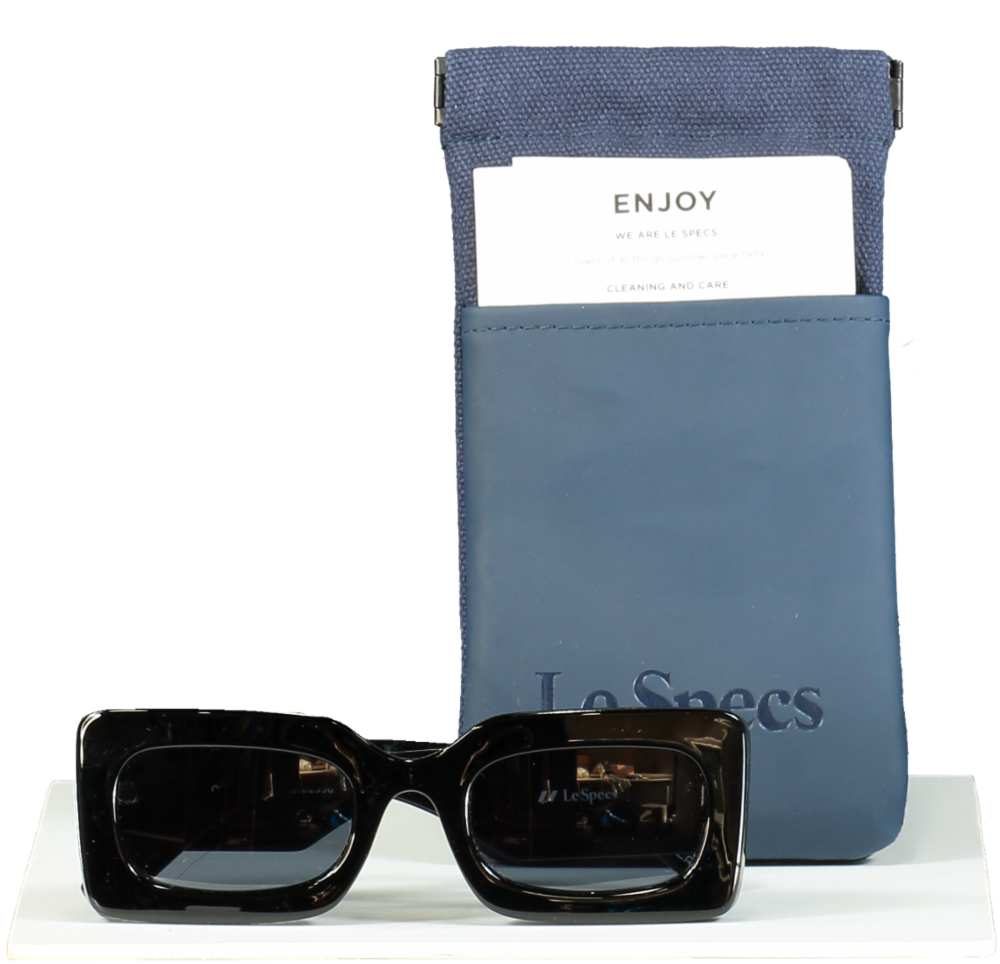 Le Specs Black Oh Damn! Rectangular Sunglasses in case