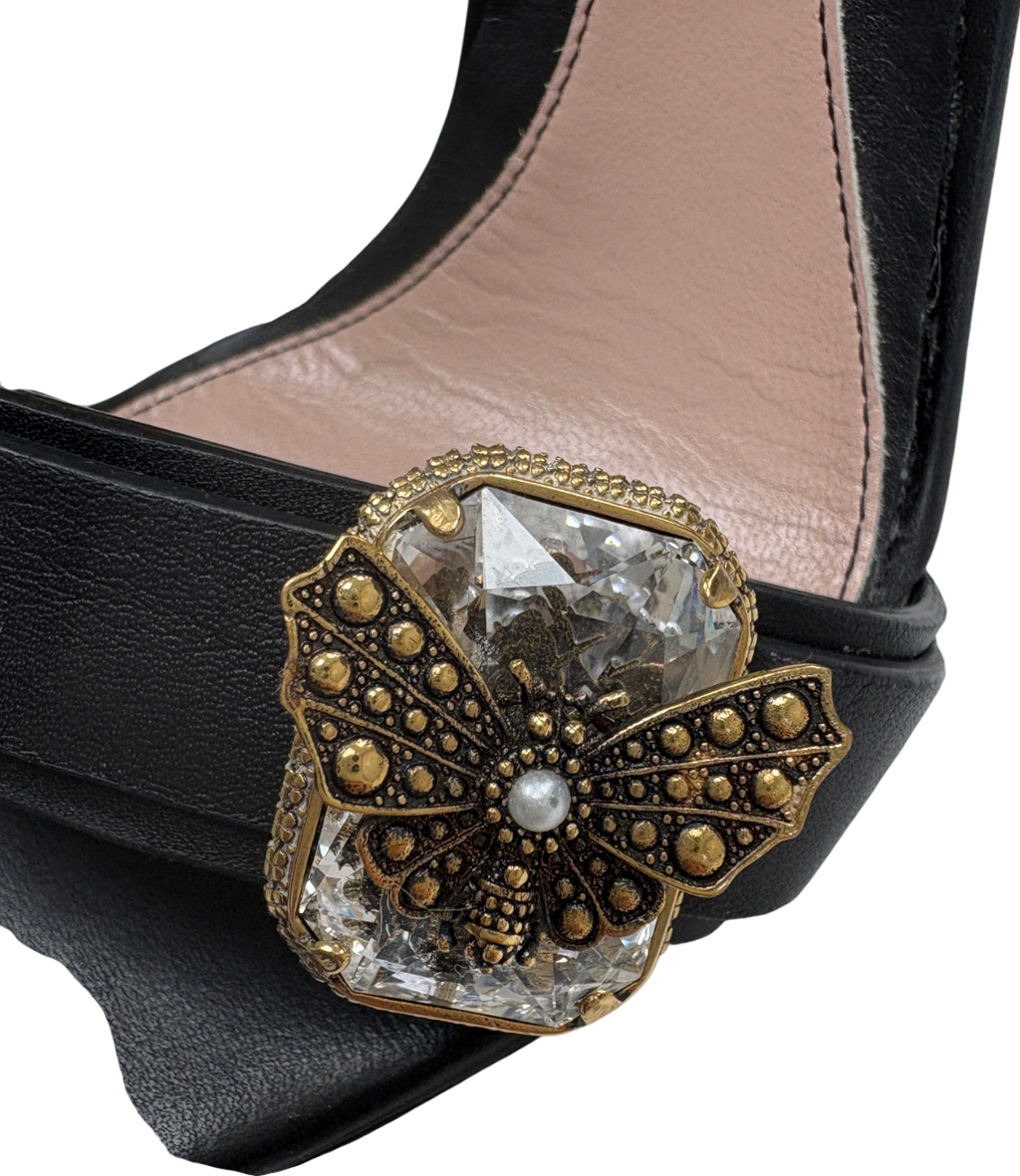 Alexander McQueen Black Moth Jewel Strap Stiletto Heels UK 5 EU 38 👠