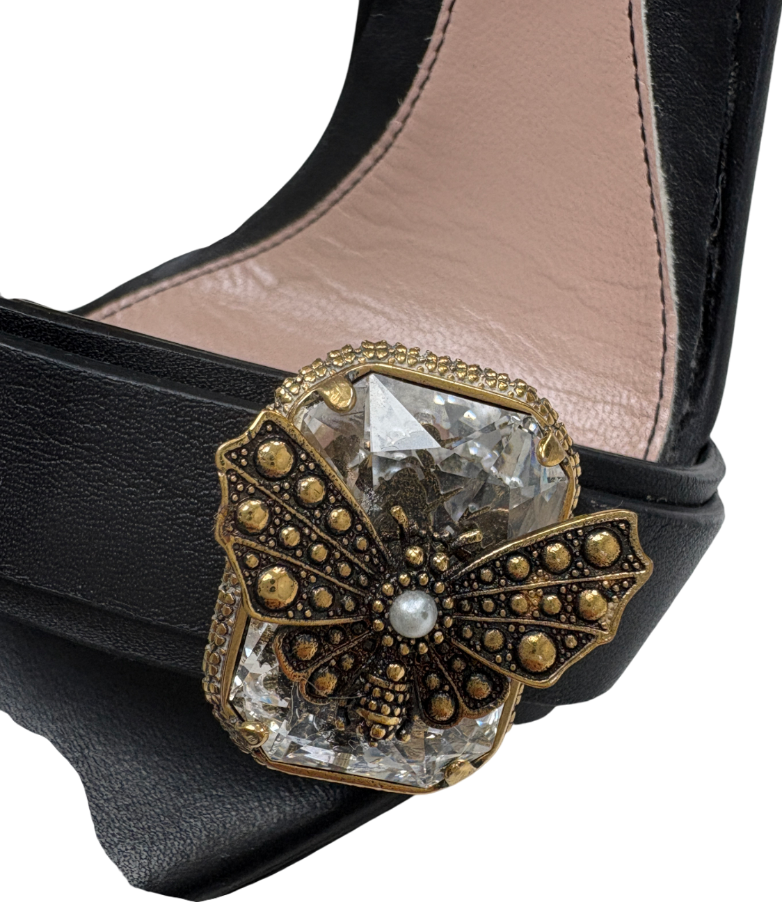 Alexander McQueen Black Moth Jewel Strap Stiletto Heels UK 5 EU 38 👠