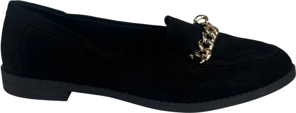 Yours Black Faux Fur Suede Buckle Loafers UK 9 EU 42 👠